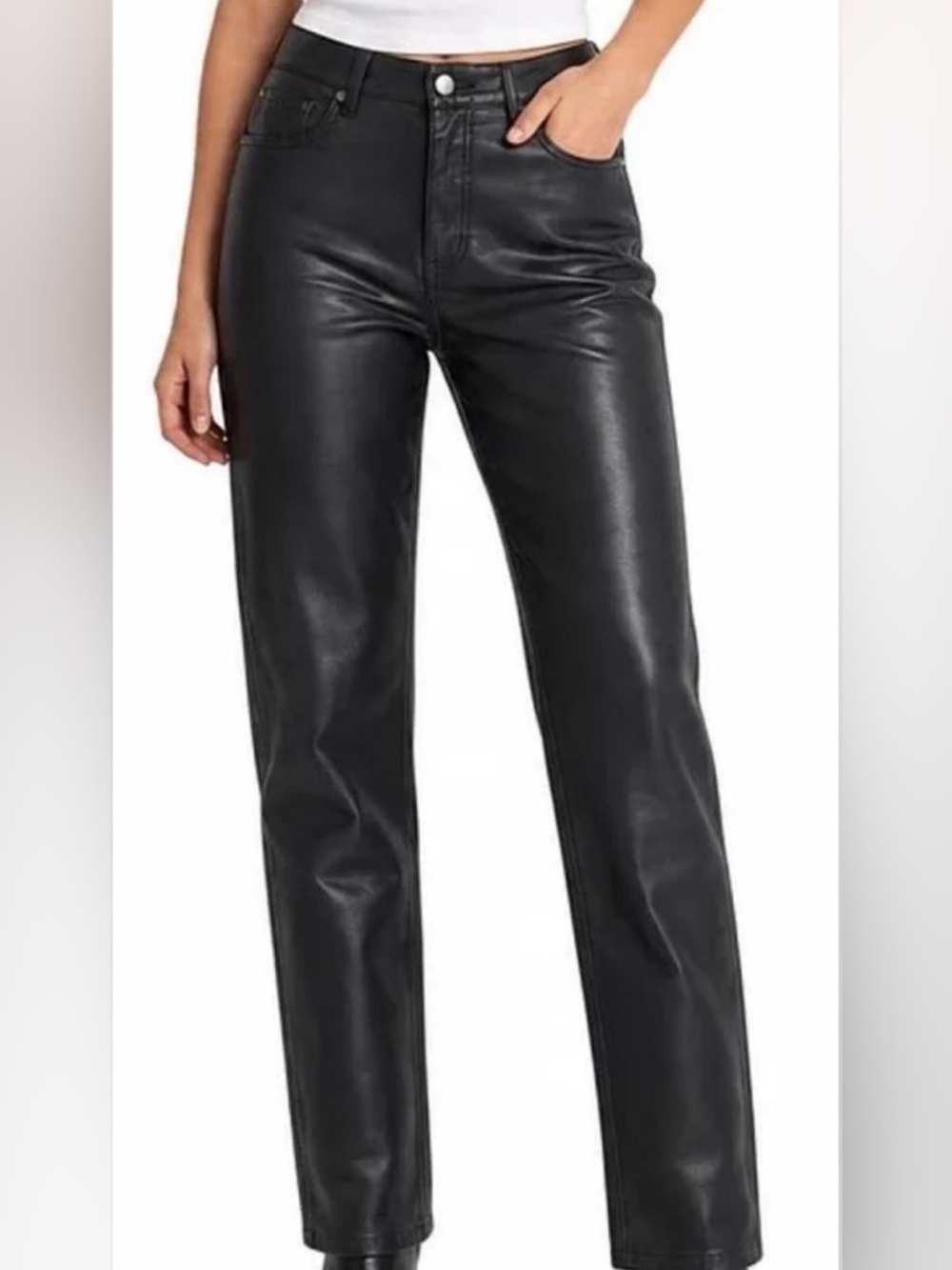 WILFRED ARITZIA The Melina Pant High Waisted Vegan Leather Black